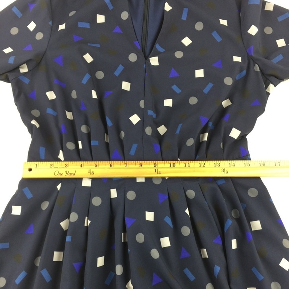 eShakti Women Dress 14 Blue Confetti Print B58-13P - Picture 3 of 8